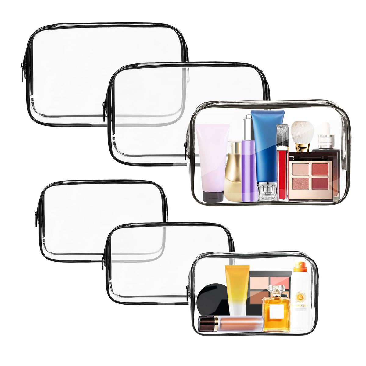 AURUZA Clear Makeup Bag front view with zipper