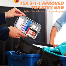 AURUZA Clear Makeup Bag in travel setting