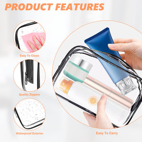 AURUZA Clear Makeup Bag with toiletries inside