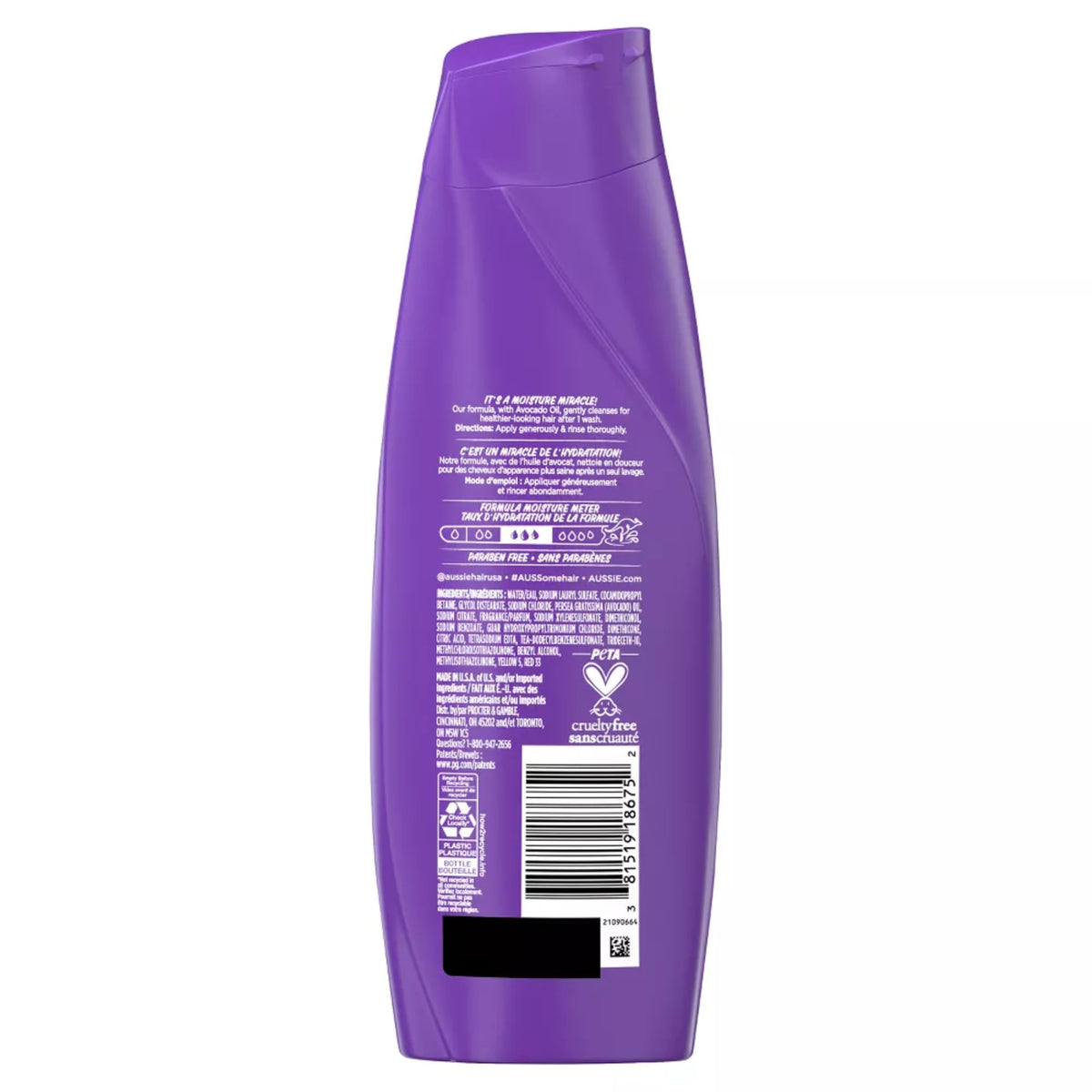 Aussie Miracle Moist Shampoo 12.1 Fl Oz side view