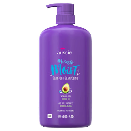 Aussie Miracle Moist Shampoo 30.4 Fl Oz front view with citrus scent