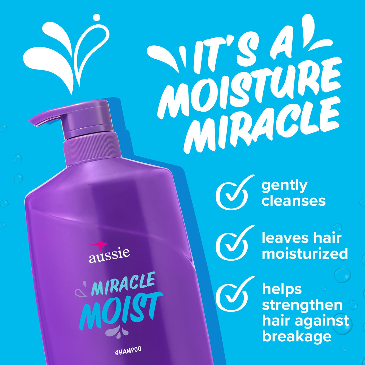 Aussie Miracle Moist Shampoo back view showing ingredients