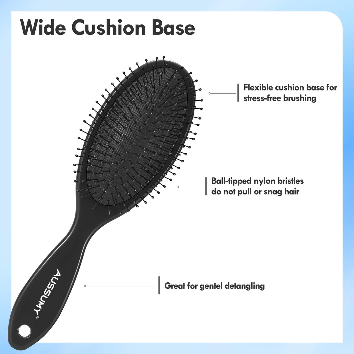 Aussumy Detangling Hair Brush showing air-cushioned design