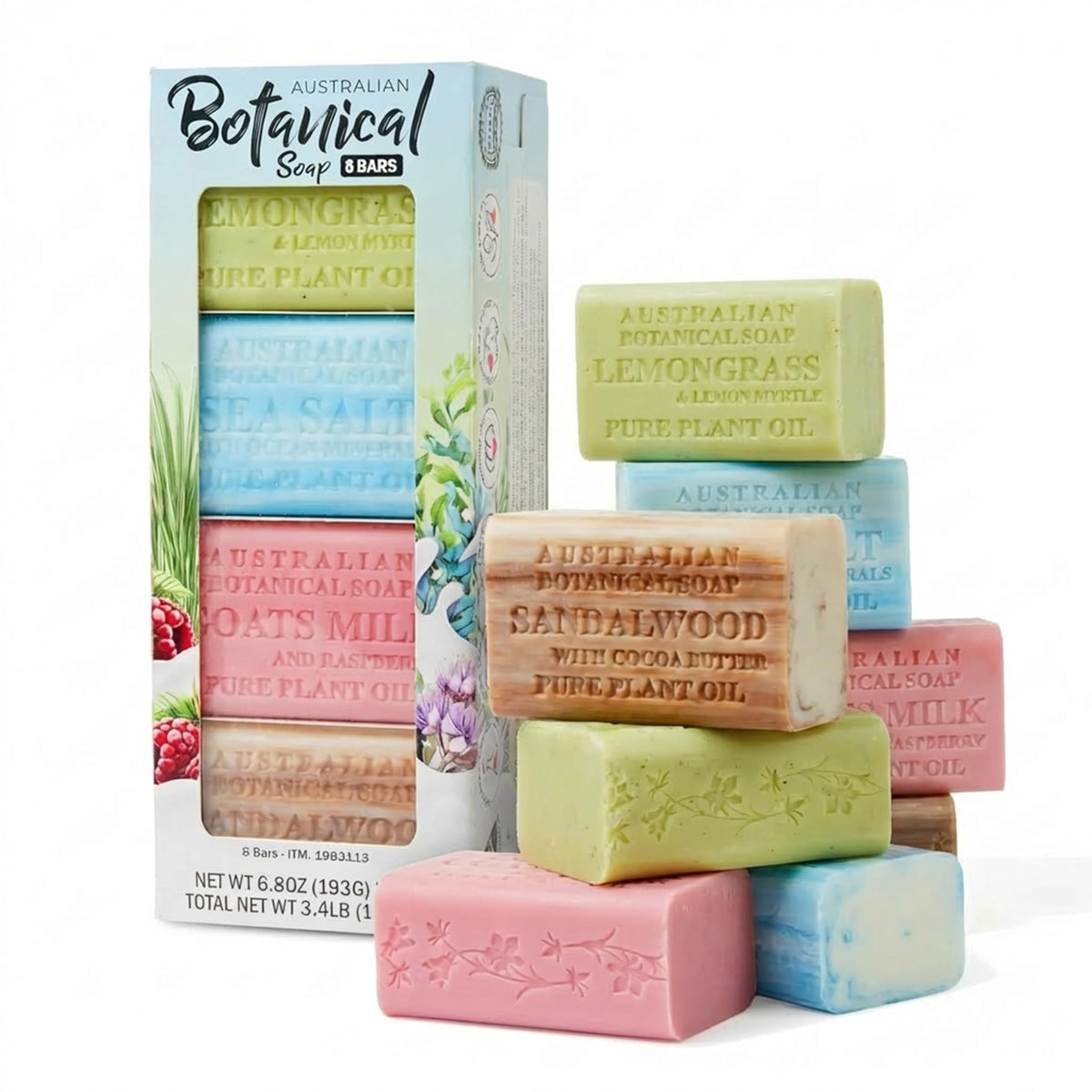 Australian Botanical Soap 8-Pack front view with assorted fragrances