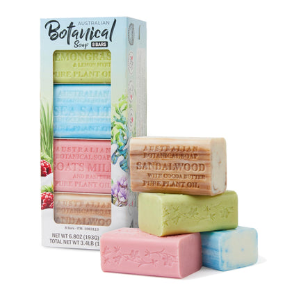 Australian Botanical Soap 8-Pack Variety Bar Soap Set with assorted fragrances