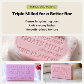 Australian Botanical Soap Goat Milk and Melon Soap in a bathroom setting