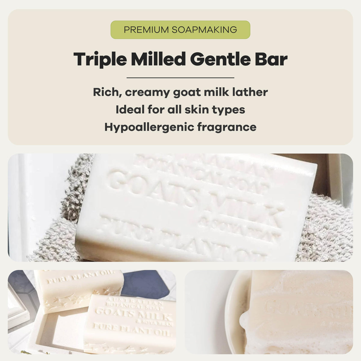 Australian Botanical Soap Goat Milk Soap Bars in packaging