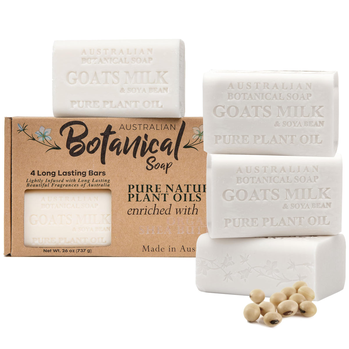 Australian Botanical Soap Goat Milk Soap Bars pack of 4