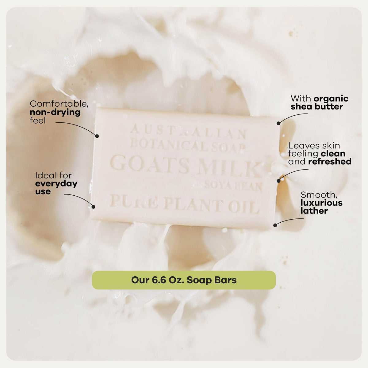 Australian Botanical Soap Goats Milk Bar showing rich lather