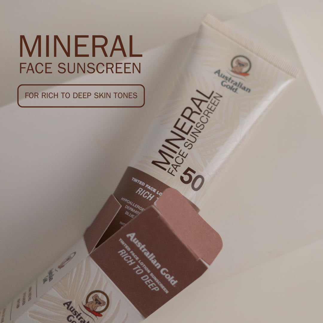 Australian Gold SPF 50 Tinted Mineral Face Sunscreen Rich-Deep packaging
