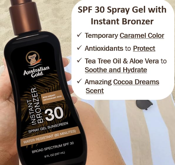 Australian Gold Spray Gel Sunscreen SPF 30 back view