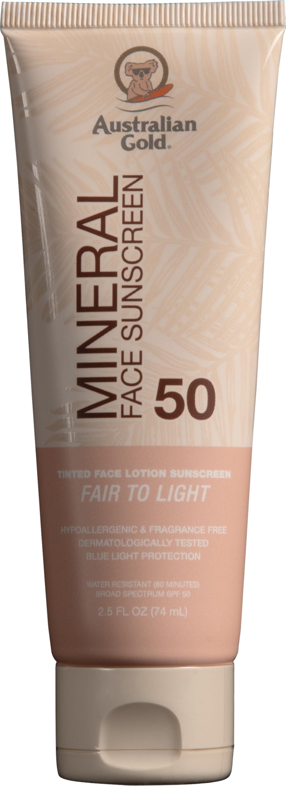 Australian Gold Tinted Mineral Face Sunscreen SPF 50 front view