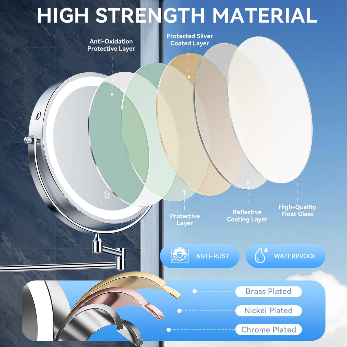 Auxmir 10-inch mirror in bathroom setting