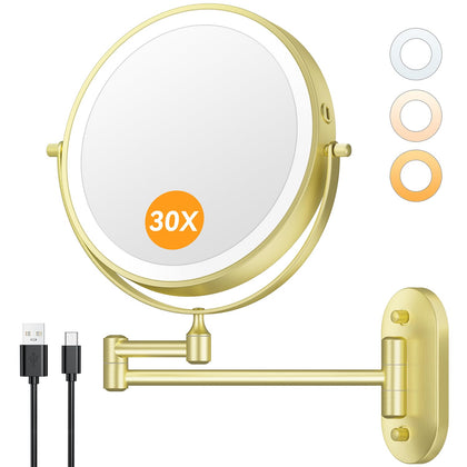 Auxmir 1X/30X Wall Mounted Makeup Mirror front view