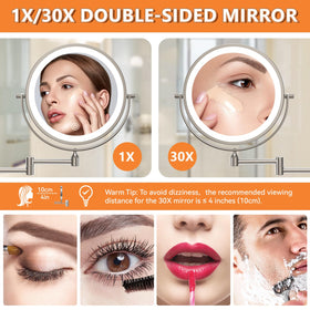 Auxmir 30X magnification side of the wall mounted makeup mirror