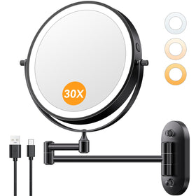 Auxmir 8-inch wall mounted makeup mirror front view with LED lights