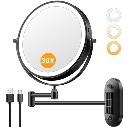 Auxmir 8-inch wall mounted makeup mirror front view with LED lights