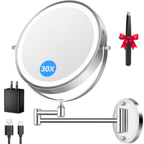 Auxmir 9-inch lighted magnifying makeup mirror front view