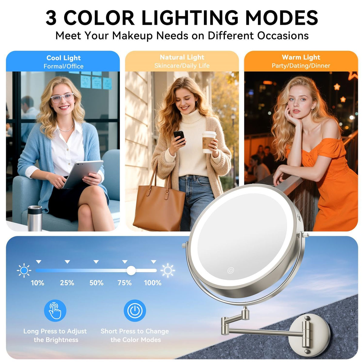 Auxmir 9-inch mirror in a bathroom setting