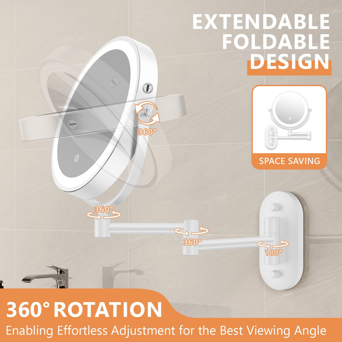 Auxmir makeup mirror displaying natural light setting