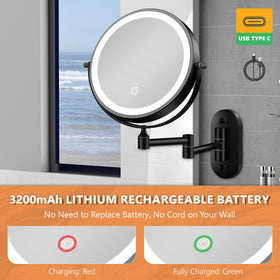 Auxmir wall mounted makeup mirror with warm yellow LED light