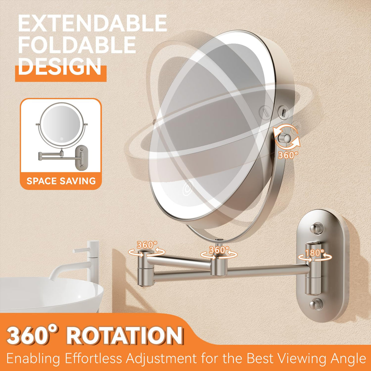 Auxmir wall mounted mirror packed in box with accessories
