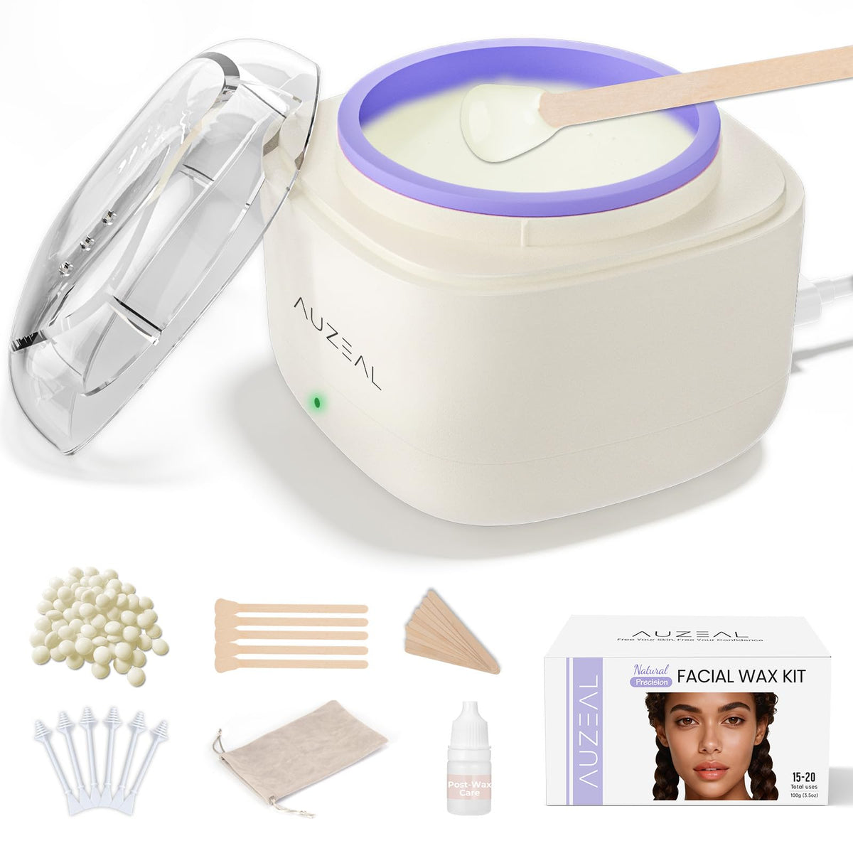 AUZEAL Mini Face Wax Kit with USB-C charging cable
