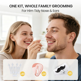 AUZEAL Mini Face Waxing Kit featuring ear protection pads and mustache strips