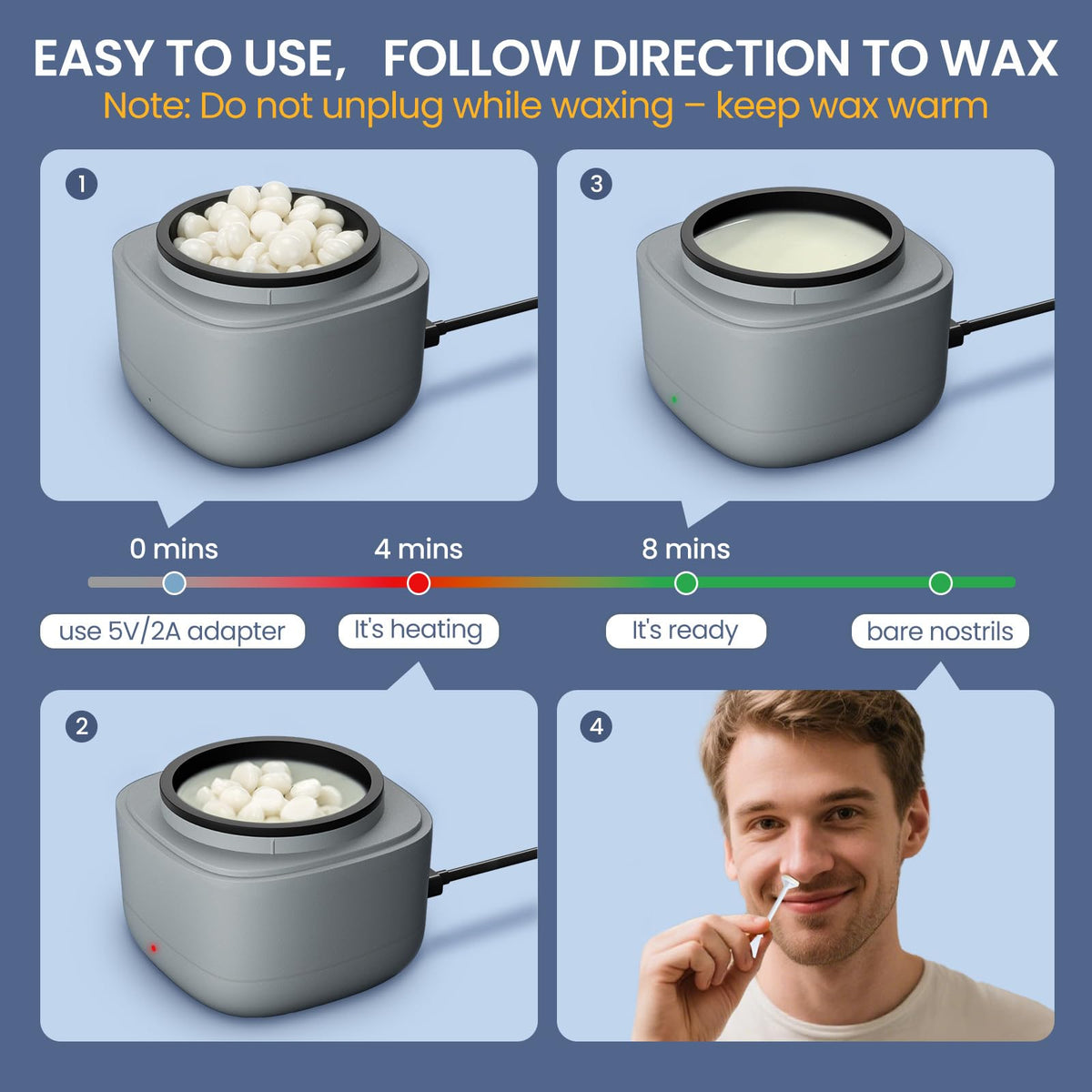 AUZEAL Nose Wax Kit Type-C USB heating system