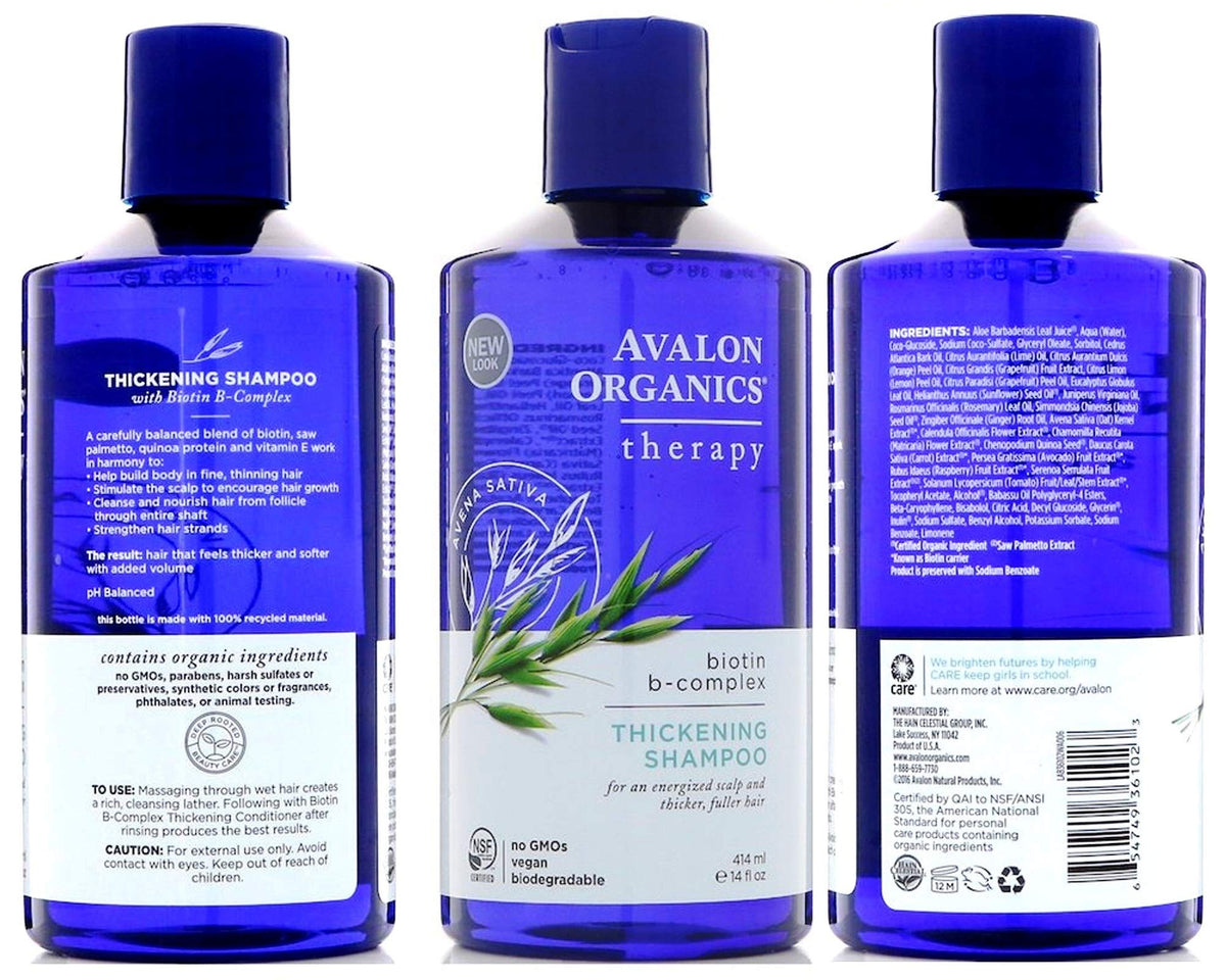 Avalon Organics Thickening Shampoo bottle side view