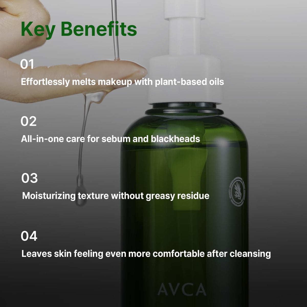 AVCA Green Herb Cleansing Oil with pump dispenser