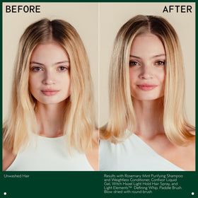 Aveda Rosemary Mint Purifying Shampoo in a bathroom setting