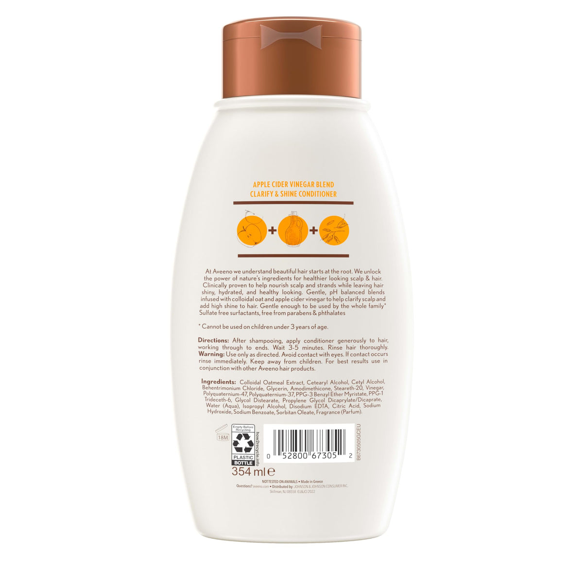 Aveeno Apple Cider Vinegar Conditioner 12 fl oz in use during shower
