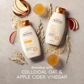 Aveeno Apple Cider Vinegar Conditioner 12 fl oz on a bathroom shelf