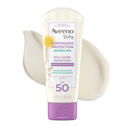 Aveeno Baby Continuous Protection Zinc Oxide Sunscreen 3 fl oz front view