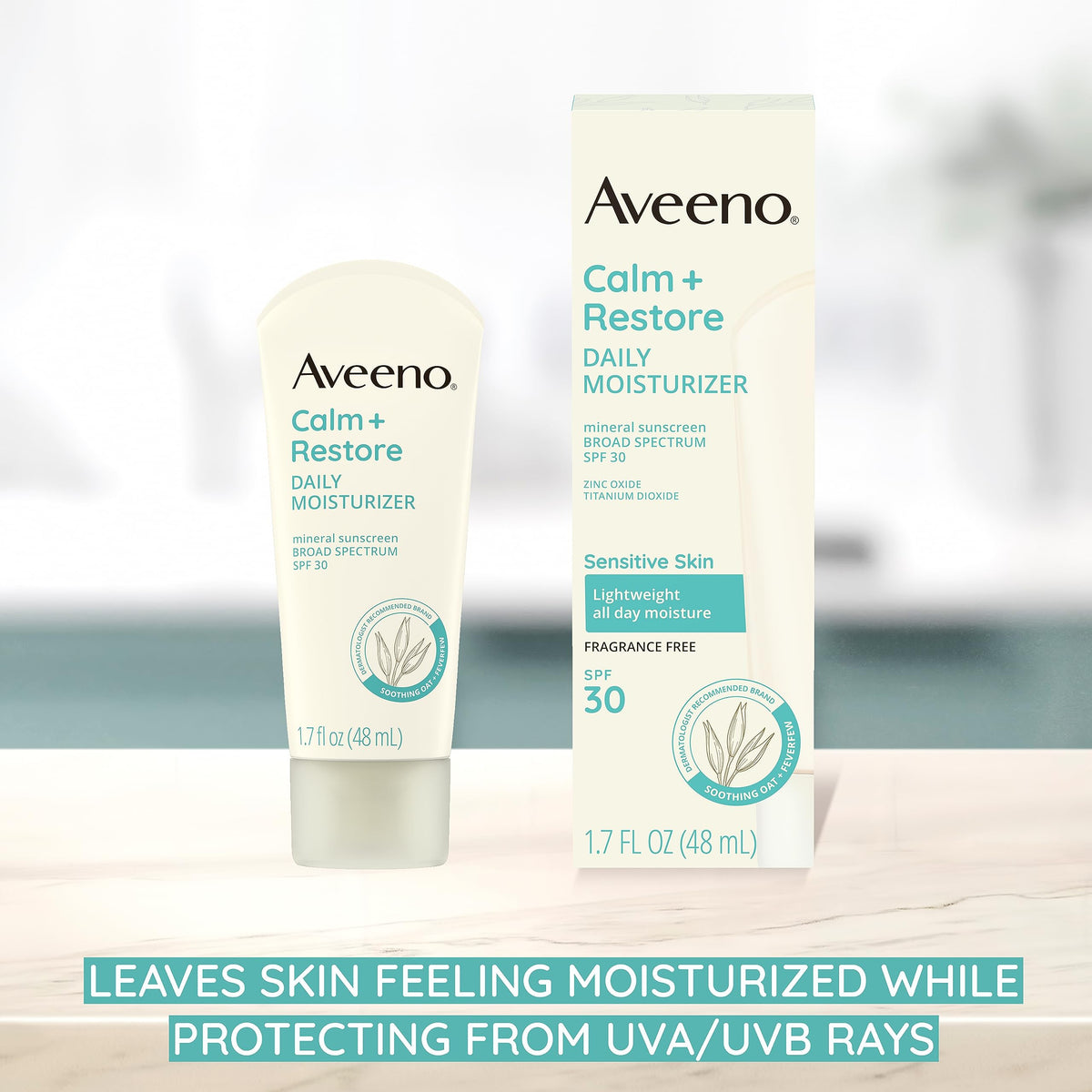 Aveeno Calm + Restore Daily Moisturizer Mineral Sunscreen 1.7 fl. oz back view