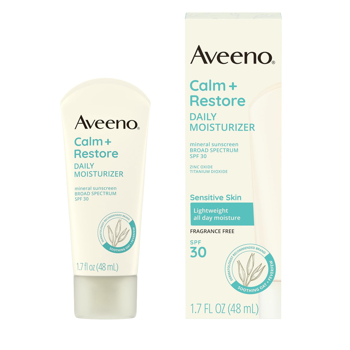 Aveeno Calm + Restore Daily Moisturizer Mineral Sunscreen 1.7 fl. oz front view