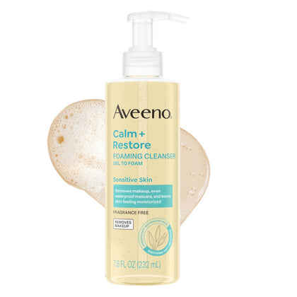 Aveeno Calm + Restore Foaming Cleanser front view, 7.8 fl. oz