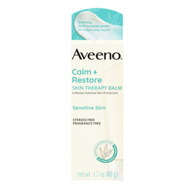 Aveeno Calm + Restore Skin Therapy Balm application on hand