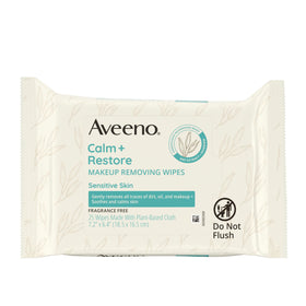 Aveeno Calm + Restore Unscented Makeup Remover Wipes front view