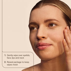Aveeno Calm + Restore Unscented Makeup Remover Wipes with a soothing background