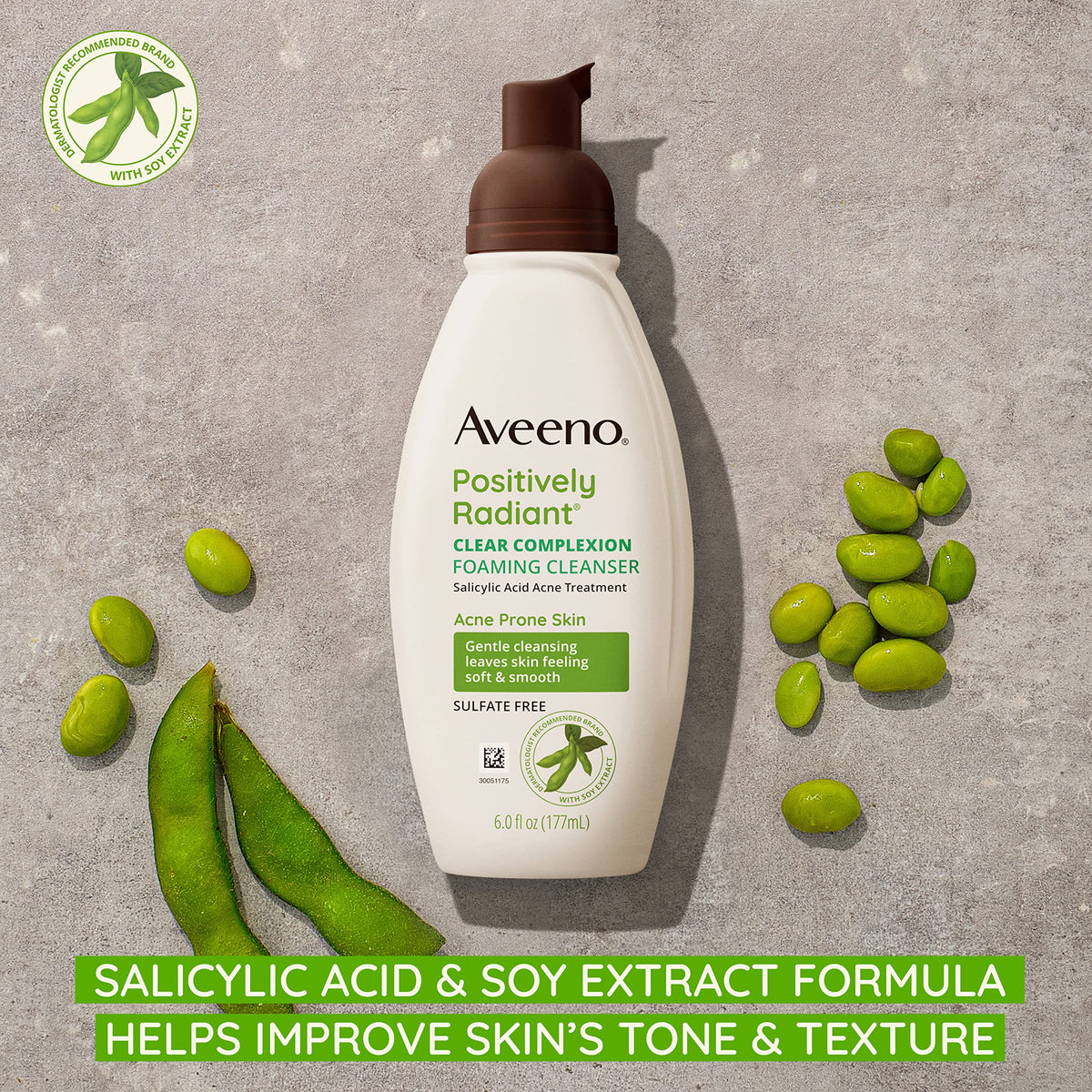 Aveeno Clear Complexion Foaming Cleanser 6 fl. oz bottle side view
