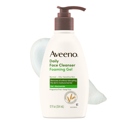 Aveeno Daily Foaming Gel Cleanser 12 fl oz front view