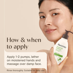 Aveeno Positively Radiant Brightening Facial Cleanser lathering on skin