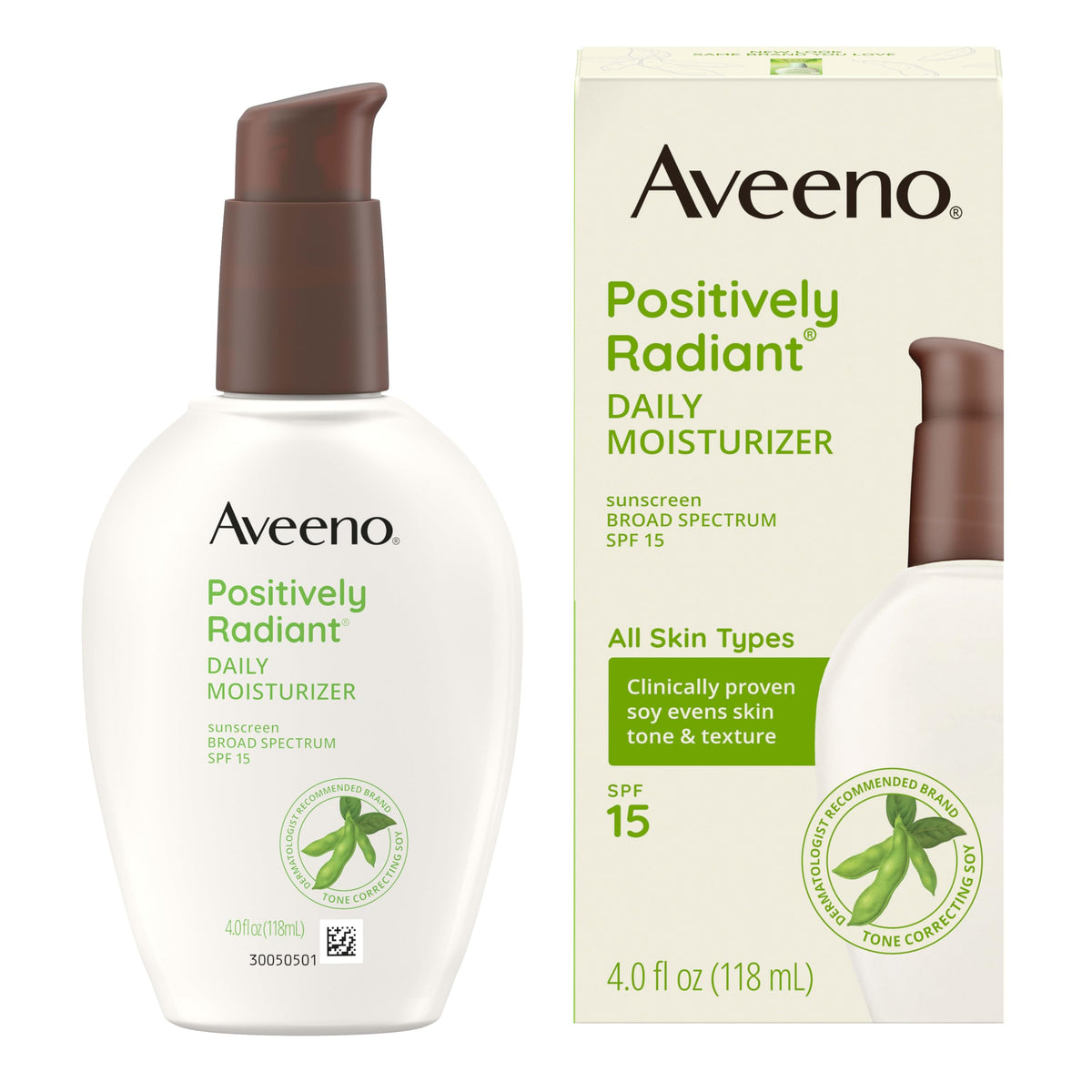 Aveeno Positively Radiant Daily Face Moisturizer SPF 15 cap open