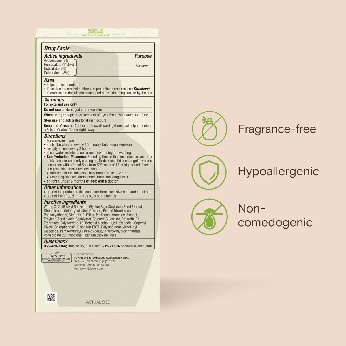 Aveeno Positively Radiant Daily Face Moisturizer SPF 15 ingredients list