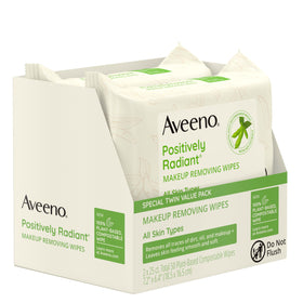 Aveeno Positively Radiant Makeup Remover Wipes side view