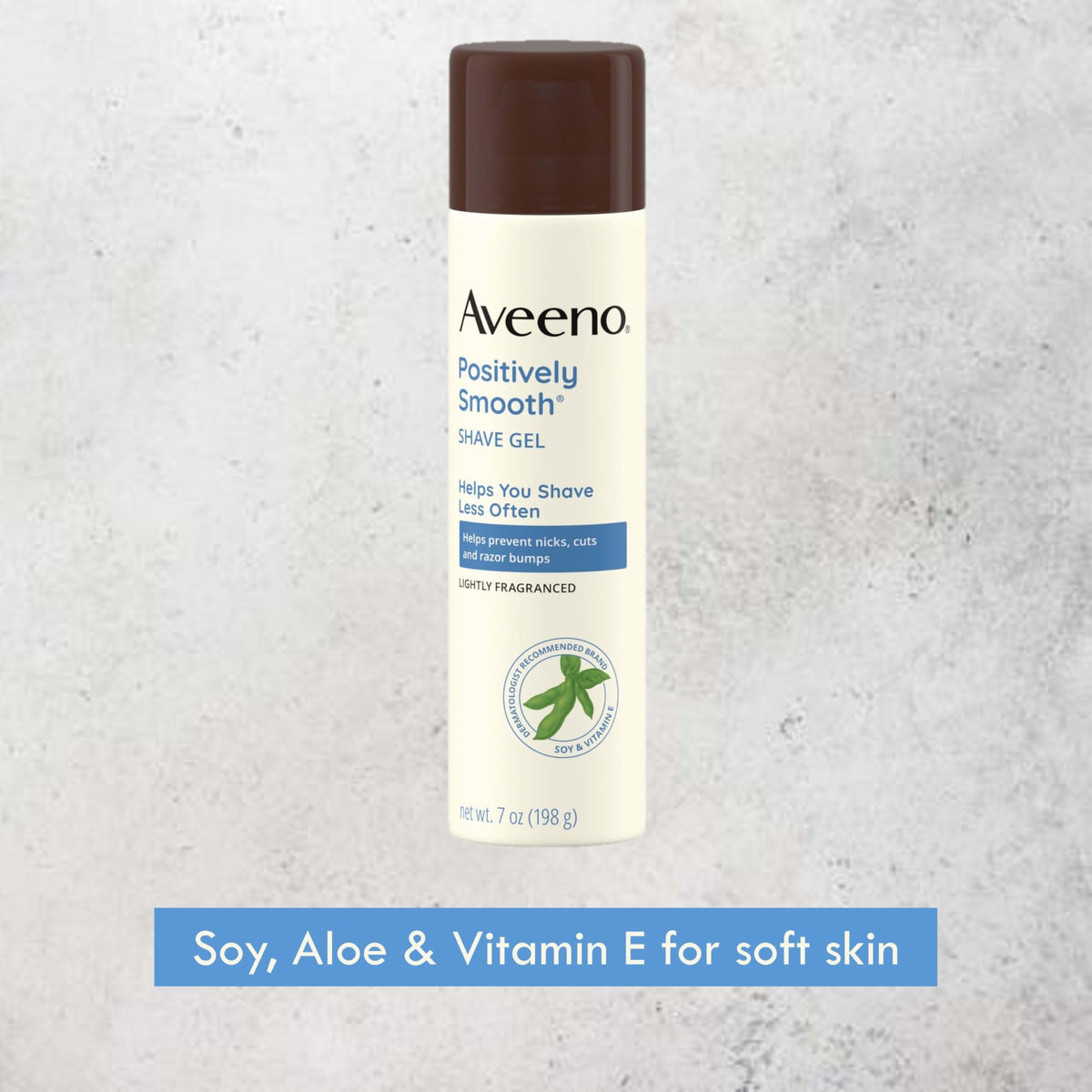 Aveeno Positively Smooth Shave Gel in a bathroom setting