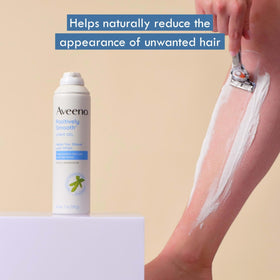 Aveeno shave gel being applied to skin