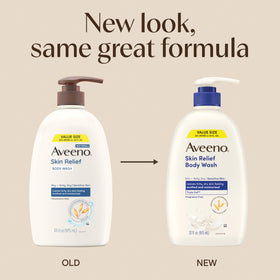 Aveeno Skin Relief Body Wash back view with ingredients
